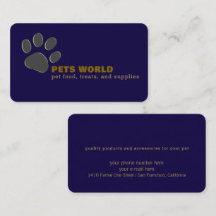 Carte De Visite Patte de Chien Chat - Magasin d'Animaux Domestique
