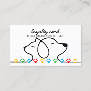 Carte De Visite Patte de chien de chat punch coloré Remise Fidélit