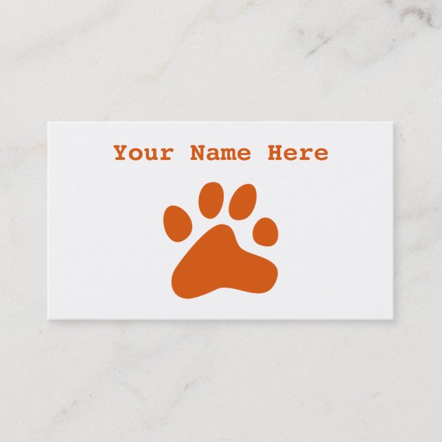 Carte De Visite Patte orange de chien (Devant)