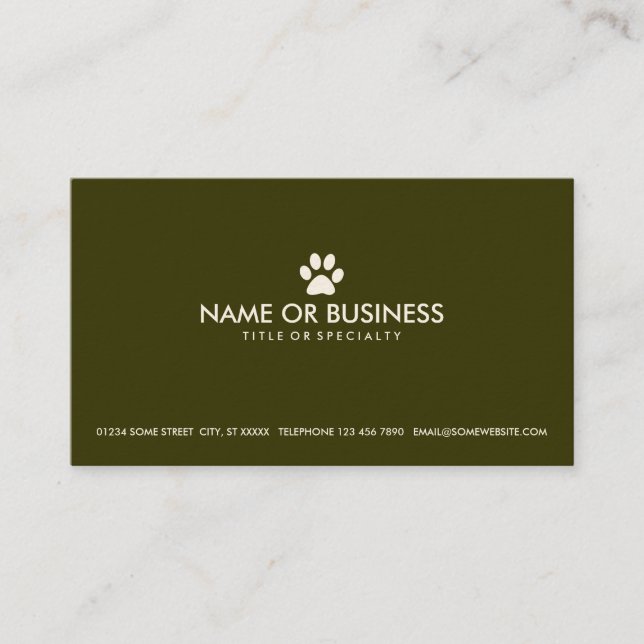 Carte De Visite patte simple d'animal familier (Devant)