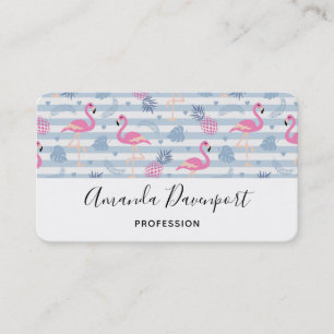 Carte De Visite Patters de Whimsical Flamingo et Pineapple