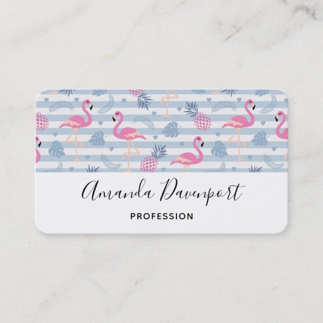 Carte De Visite Patters de Whimsical Flamingo et Pineapple (Devant)