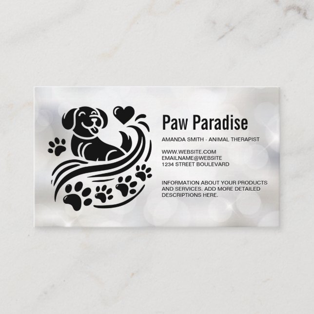 Carte De Visite Pattes de chien coeurs | Boke (Devant)