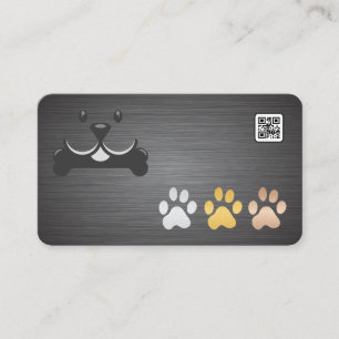 Carte De Visite Pattes de chien Métal   Services pour animaux