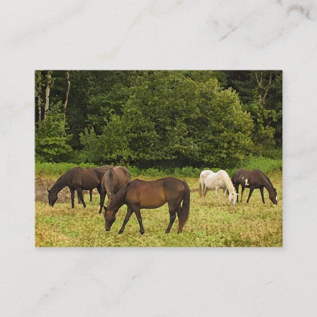 Carte De Visite Pâturage de l'ATC de chevaux (Devant)