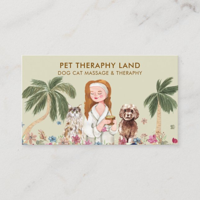 Carte De Visite Paume botanique CHIEN CHIEN massage humain THÉRAPH (Devant)