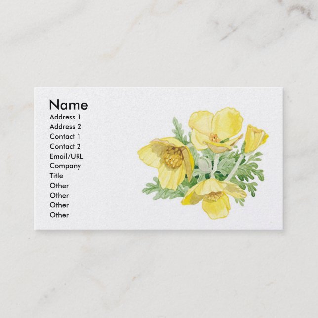 Carte De Visite Pavot de Celandine - personnaliser (Devant)