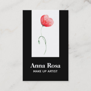 Carte De Visite Pavot rouge élégant moderne floral féminin chic de