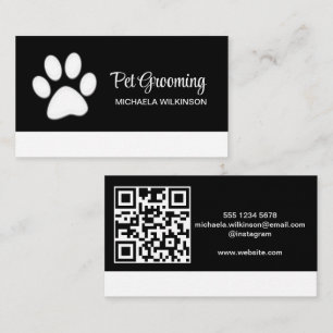 Carte De Visite Paw chien blanc sur le service de toilettage pour