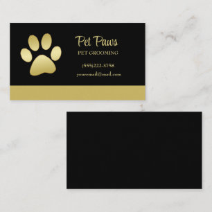 Carte De Visite Paw chien brillant or sur le service de grossissem