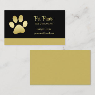 Carte De Visite Paw chien brillant or sur le service de grossissem