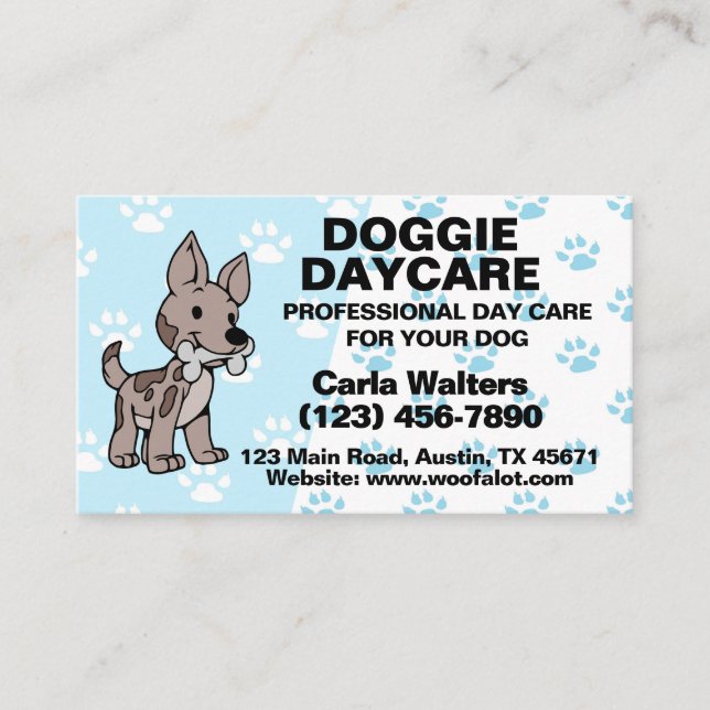 Carte De Visite Paw Prints Garderie pour Chiens (Devant)