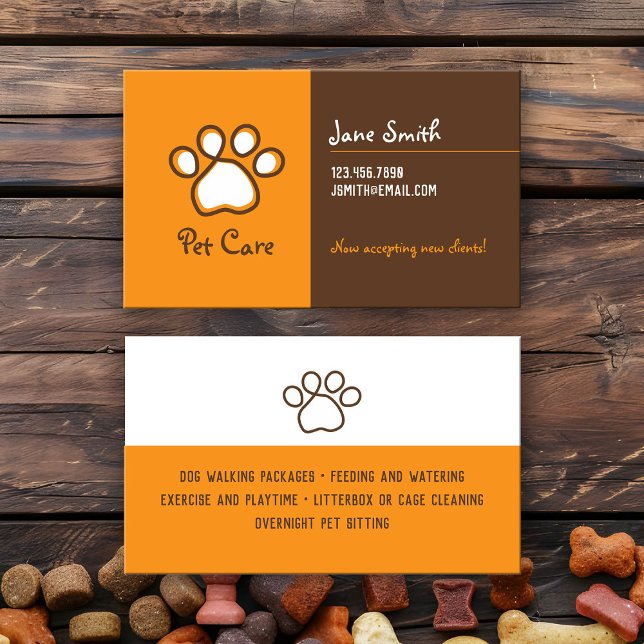 Carte de visite Pawprint Pet Care (Créateur téléchargé)