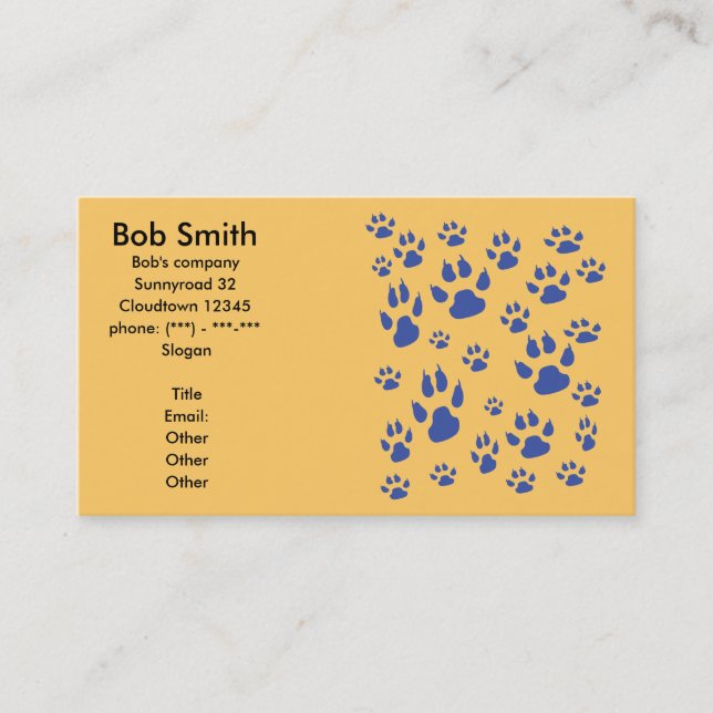 Carte De Visite Pawprints (Devant)