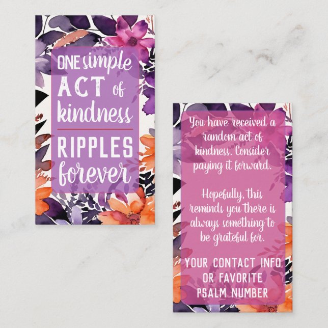 Carte De Visite Pay it Forward Random Act Kindness Stargazer Lily (Devant / Derrière)