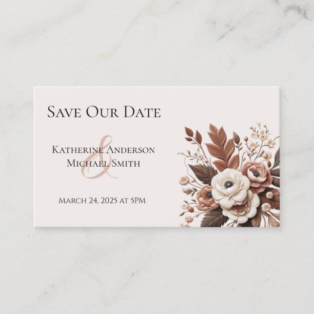 Carte De Visite Pays élégant moderne Ouest- Floral (Devant)