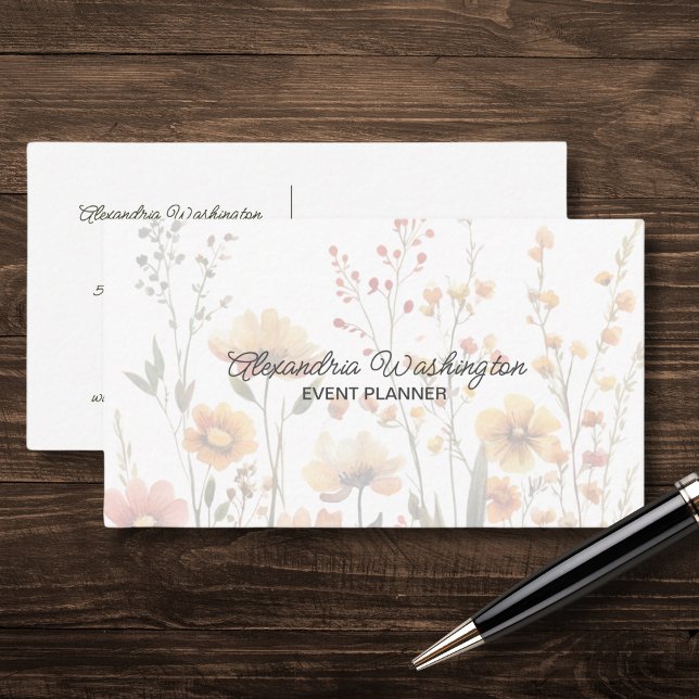 Carte De Visite Pays Fleurs sauvages avec code QR (Créateur téléchargé)