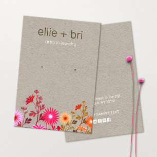 Carte De Visite Pays Floral Boho Kraft Écran d'oreille Stud