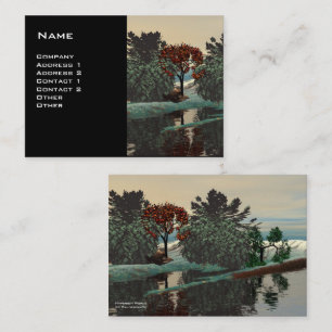 Carte De Visite PAYSAGE ALIEN, ARBRES LAGON HYPERION Sci Fi Noir