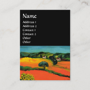 Carte De Visite PAYSAGE de la TOSCANE AVEC des TOURNESOLS, noirs