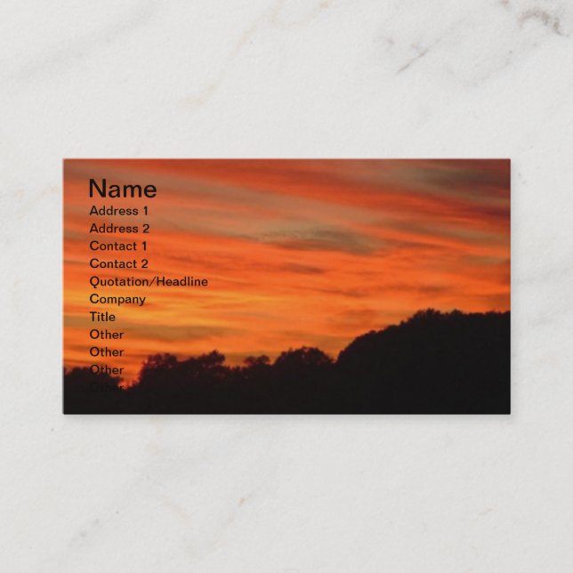 Carte De Visite Paysage du ciel orange (Devant)