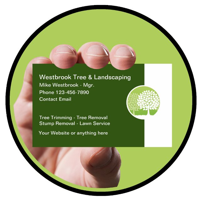 Carte De Visite Paysage Et Service Arbre (Landscaping Business Cards Template)