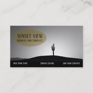 Carte de visite paysage noir blanc Sunset