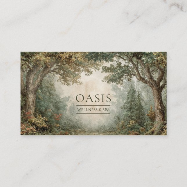 Carte De Visite Paysage Rustique d'Arche de Forêt d'Arbres Anciens (Devant)