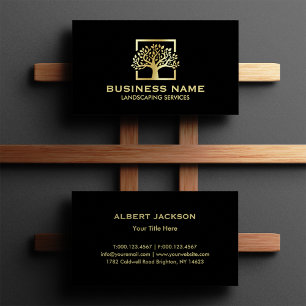 Carte De Visite Paysagisme Logo Arbre Or Noir