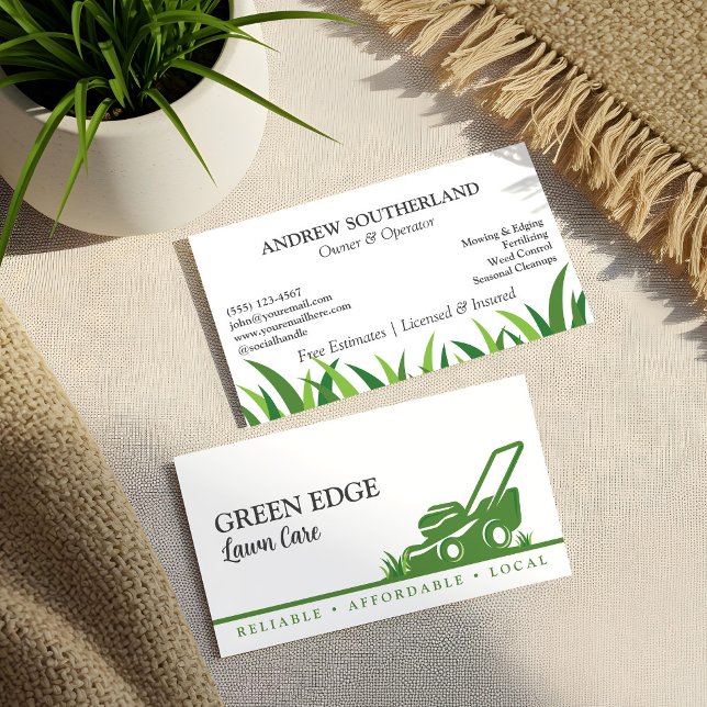 Carte De Visite Paysagiste d'entretien de pelouse Professionnel To (Lawn Care Landscaping Professional Lawn Mower Business Card)