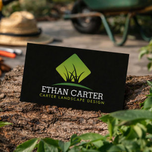 Carte De Visite Paysagiste Professionnel Logo Gazon Vert Noir