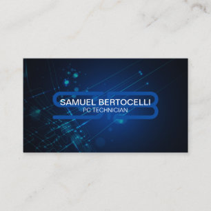 Carte De Visite PC Technician Bold Monogramme Circuits informatiqu