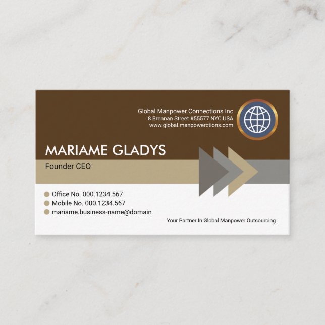 Carte De Visite PDG fondateur et fondateur de Stripe Arrowhead (Devant)