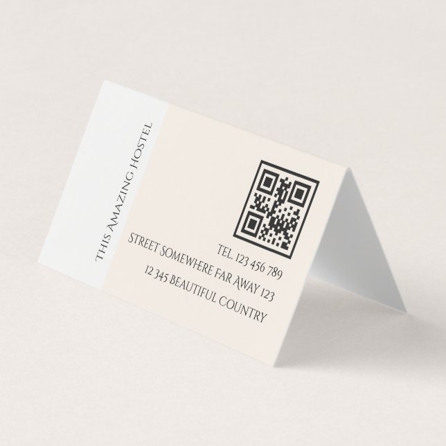 Carte De Visite Peac Elegant Hostel Minimal QR code examen (Devant)