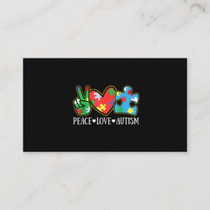 Carte De Visite Peace Love Autism Puzzle Sensibilisation sur l'aut