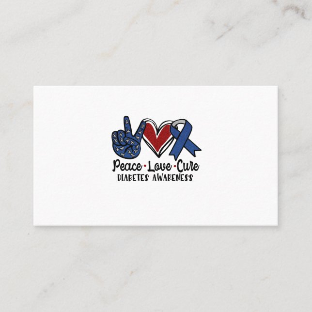 Carte De Visite Peace Love Cure Diabetes Awareness (Devant)