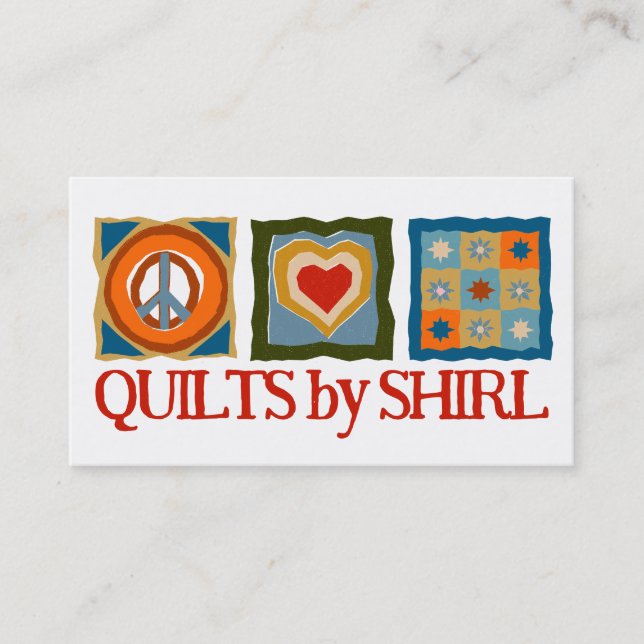 Carte De Visite Peace love quilt hippie quilter blocs de quilter (Devant)