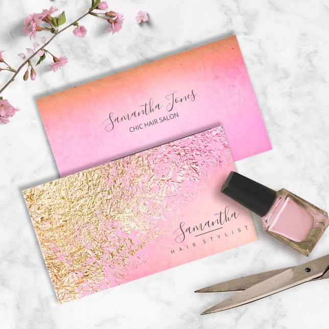 Carte De Visite Peach Abstrait Gold Peach ID775 (Créateur téléchargé)