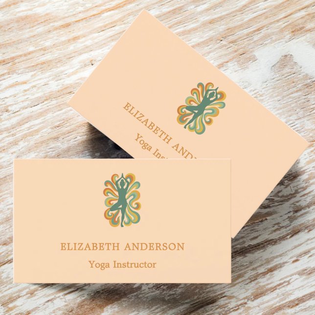Carte De Visite Peach apricot Yoga pose Instructor (Créateur téléchargé)