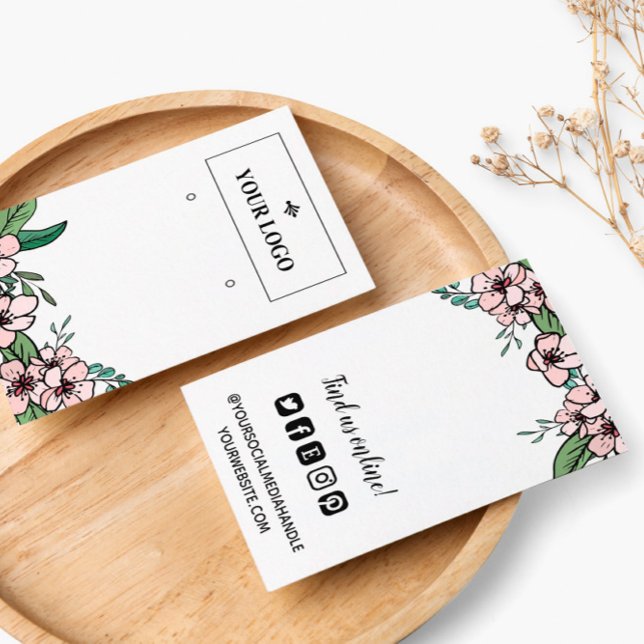 Carte De Visite Peach Blossom Logo Médias sociaux Écran d'oreille (Créateur téléchargé)