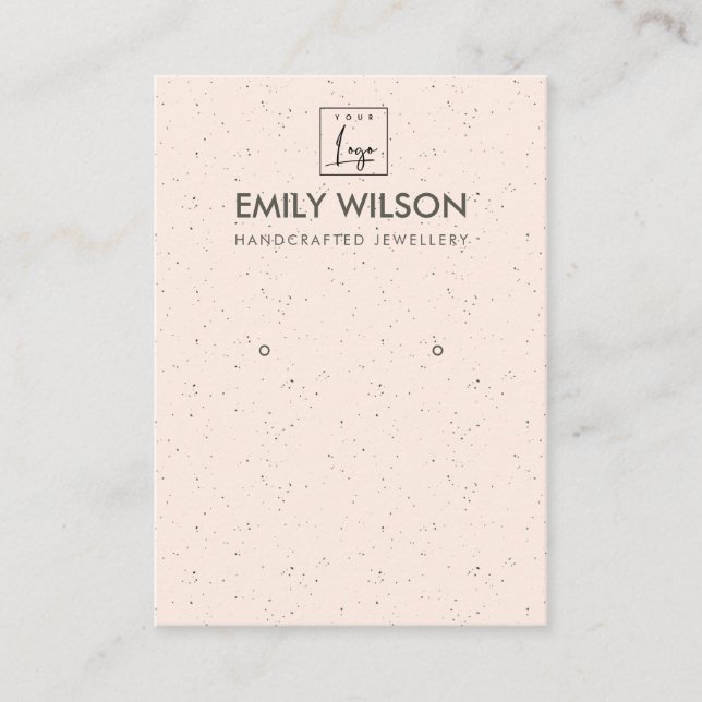 CARTE DE VISITE PEACH BLUSH CERAMIC TEXTURE EARRING AFFICHER LOGO (Devant)