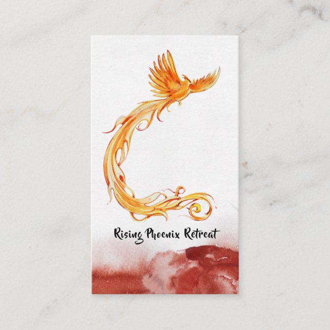 Carte De Visite *~* Peach Orange Burgunge Red Phoenix Flames (Devant)
