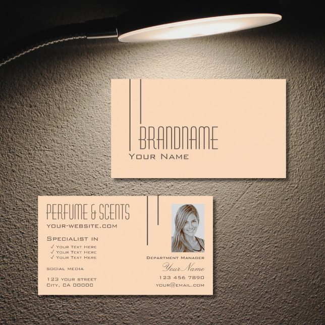 Carte De Visite Peach Pastel clair avec Photo Professional Moderne (Créateur téléchargé)