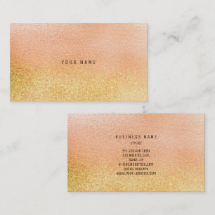 Carte De Visite Peach pastel rose or Vip Ombre Parties scintillant
