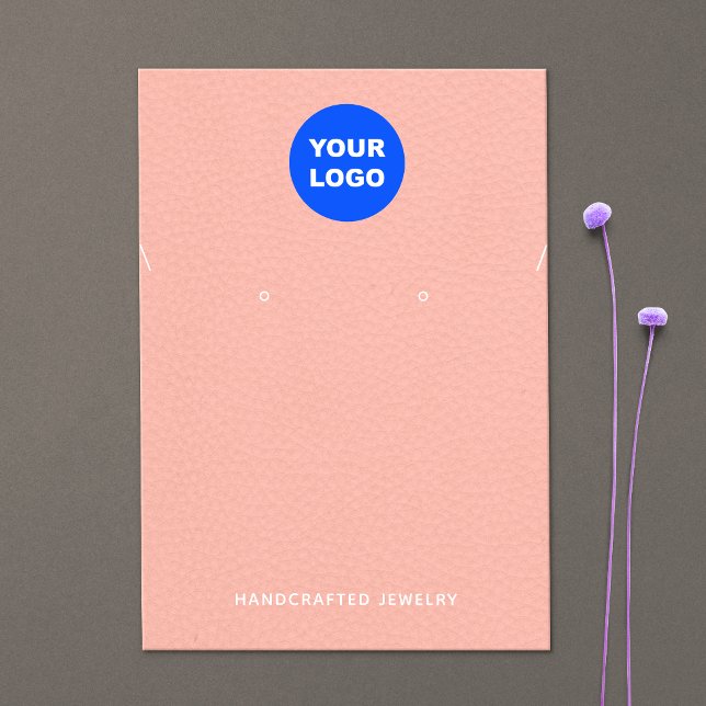 Carte De Visite Peach Pink Ajouter Logo Écouter Collier Combo Écra (Créateur téléchargé)