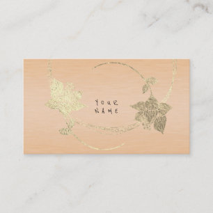 Carte De Visite Peach Rose Pastel Foxier Or métal floral