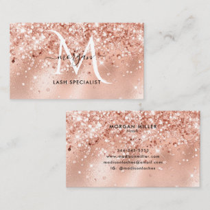 Carte De Visite Peach Shimmer Parties scintillant Rose or Monogram