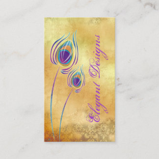 Carte De Visite Peacock Entreprise Crème violette Vintage Damas