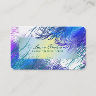 Carte De Visite Peacock maquillage Artiste Cheveux Styliste Plumes