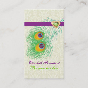 Carte De Visite Peacock plumes violet vert oeil attrayant